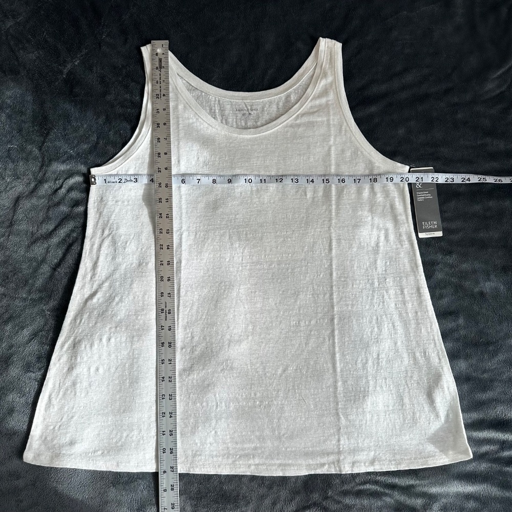Brand New EILEEN FISHER Linen White Scoopneck Tank Top, size L - Picture 2 of 7